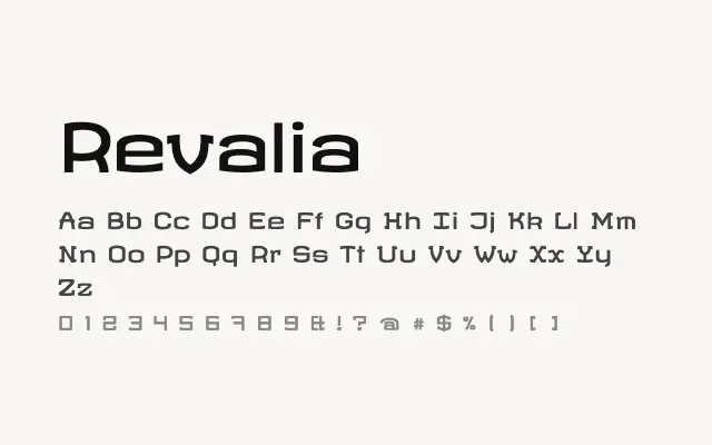 Revalia specimen from Google Fonts