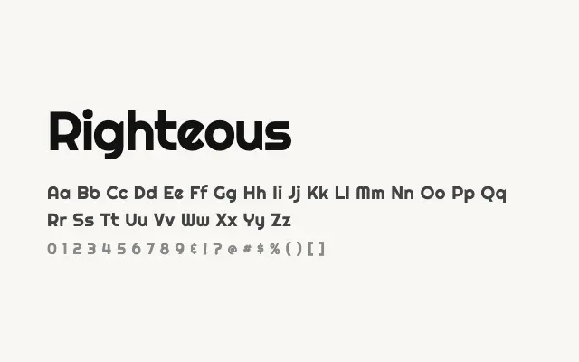 Righteous specimen from Google Fonts