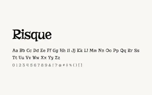 Risque specimen from Google Fonts