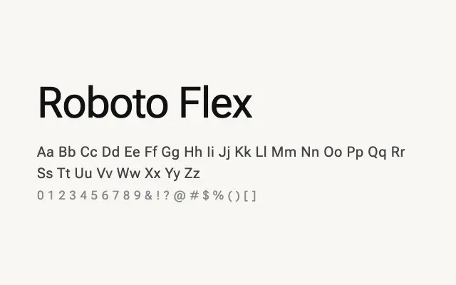Roboto Flex specimen from Google Fonts