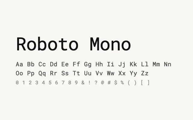 Roboto Mono specimen from Google Fonts