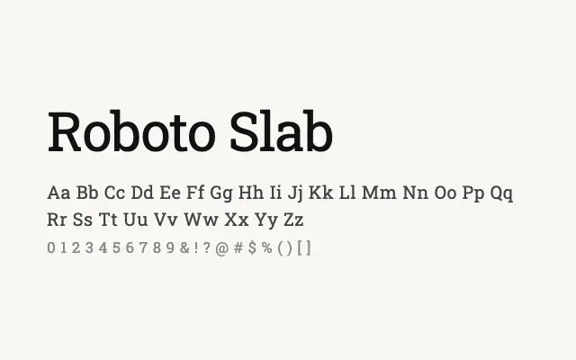 Roboto Slab specimen from Google Fonts