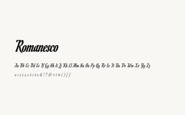 Romanesco specimen from Google Fonts