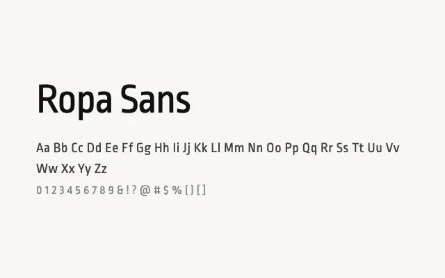 Ropa Sans specimen from Google Fonts