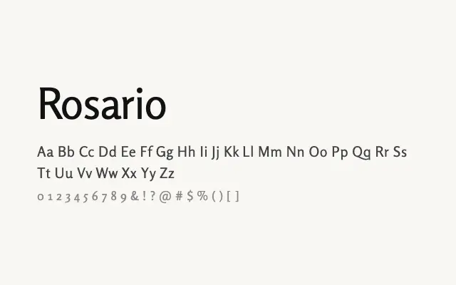 Rosario specimen from Google Fonts