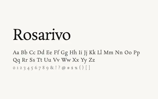 Rosarivo specimen from Google Fonts