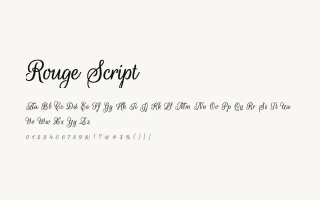Rouge Script specimen from Google Fonts