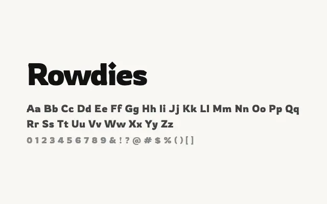 Rowdies specimen from Google Fonts