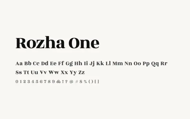 Rozha One specimen from Google Fonts