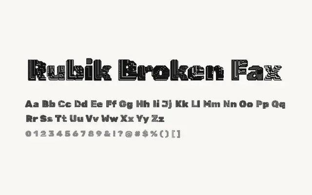 Rubik Broken Fax specimen from Google Fonts