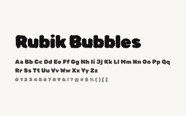 Rubik Bubbles specimen from Google Fonts