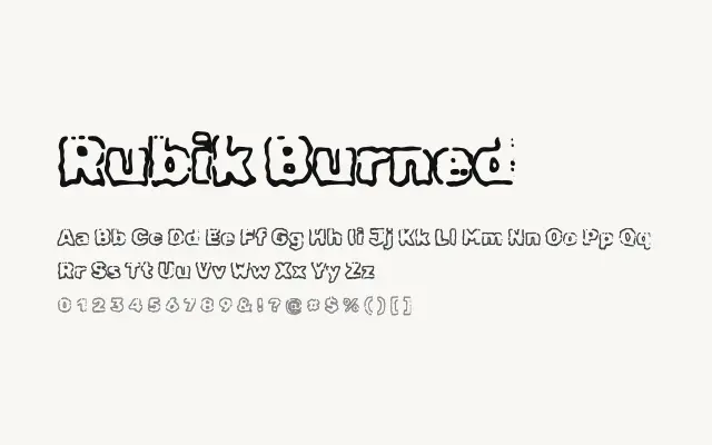 Rubik Burned specimen from Google Fonts