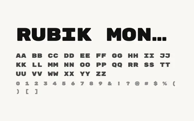 Rubik Mono One specimen from Google Fonts