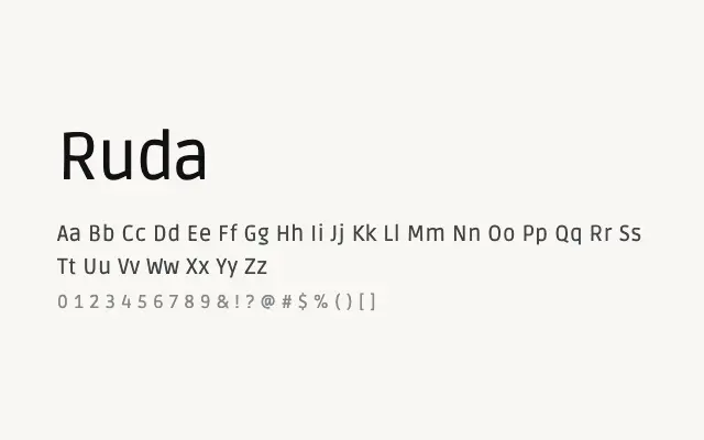 Ruda specimen from Google Fonts