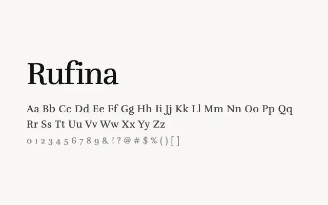 Rufina specimen from Google Fonts