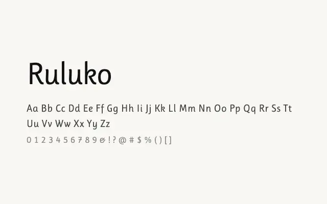 Ruluko specimen from Google Fonts