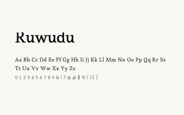 Ruwudu specimen from Google Fonts