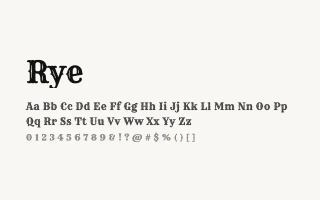 Rye specimen from Google Fonts
