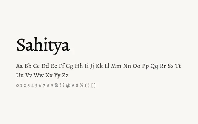 Sahitya specimen from Google Fonts