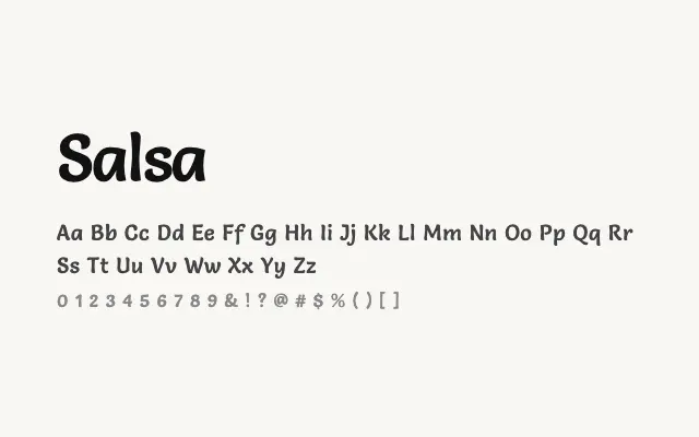Salsa specimen from Google Fonts