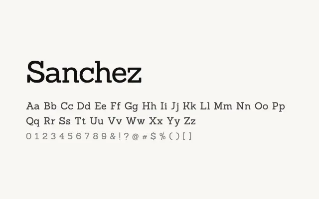 Sanchez specimen from Google Fonts