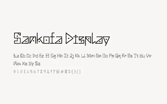 Sankofa Display specimen from Google Fonts
