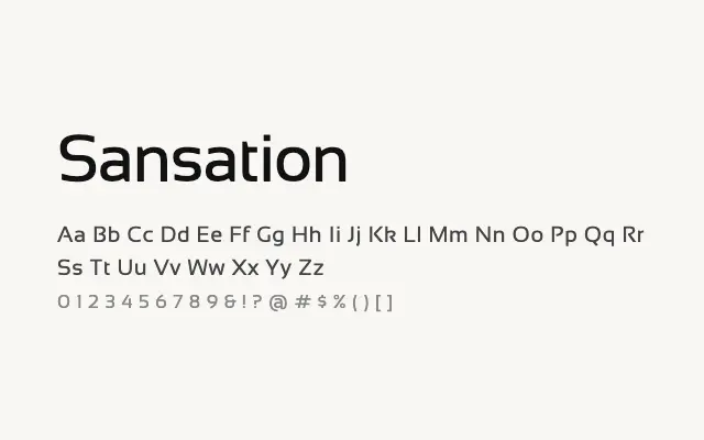 Sansation specimen from Google Fonts