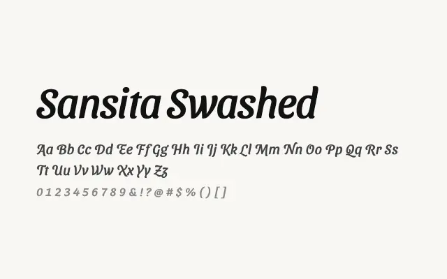 Sansita Swashed specimen from Google Fonts