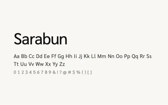Sarabun specimen from Google Fonts