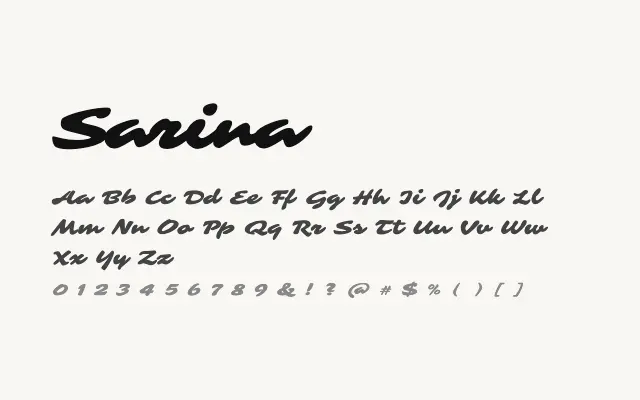 Sarina specimen from Google Fonts