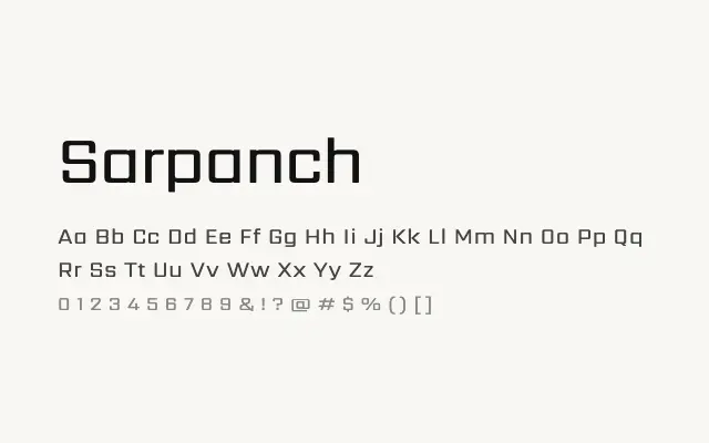 Sarpanch specimen from Google Fonts