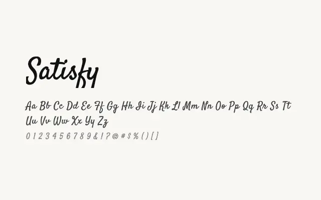 Satisfy specimen from Google Fonts