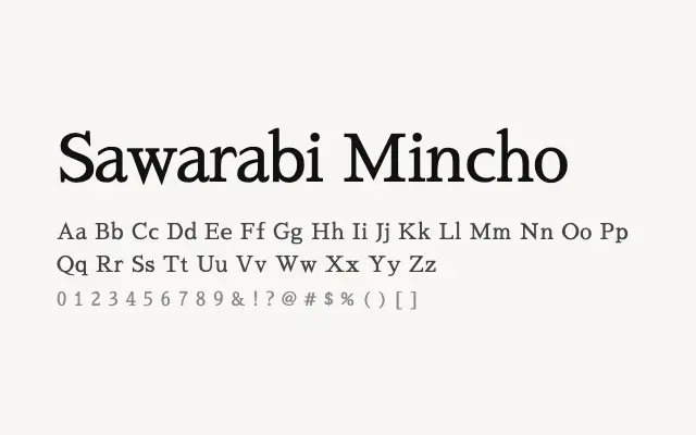 Sawarabi Mincho specimen from Google Fonts