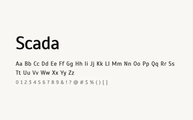 Scada specimen from Google Fonts