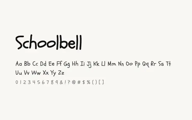 Schoolbell specimen from Google Fonts
