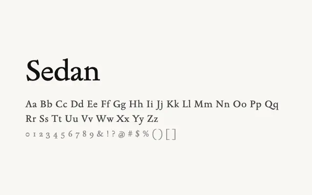 Sedan specimen from Google Fonts
