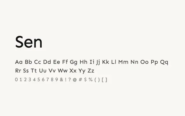 Sen specimen from Google Fonts