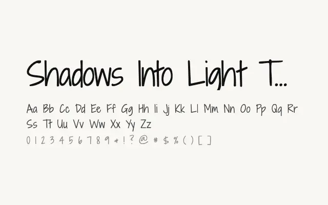 Shadows Into Light Two specimen from Google Fonts