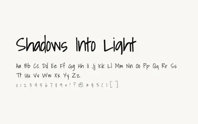 Shadows Into Light specimen from Google Fonts