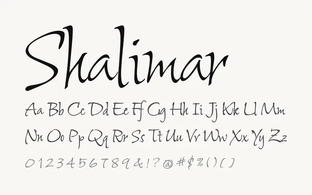 Shalimar specimen from Google Fonts