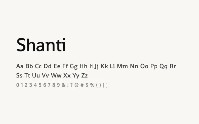Shanti specimen from Google Fonts