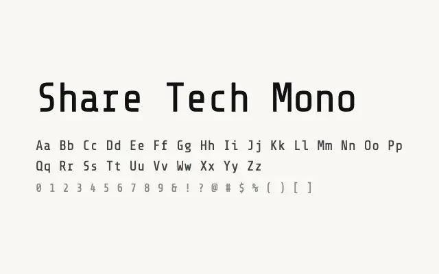 Share Tech Mono specimen from Google Fonts