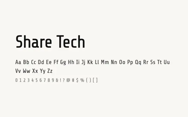 Share Tech specimen from Google Fonts
