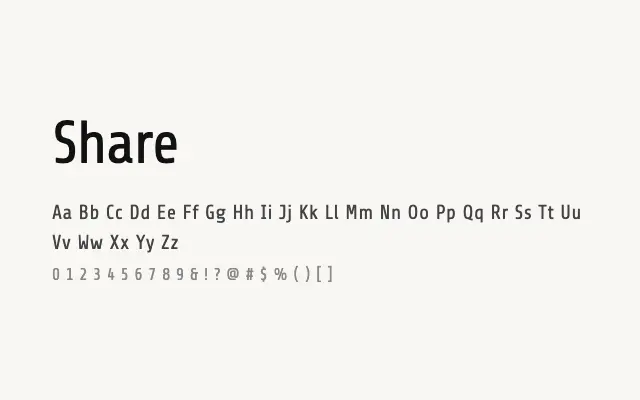 Share specimen from Google Fonts