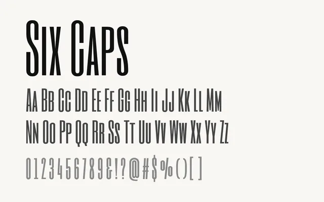 Six Caps specimen from Google Fonts