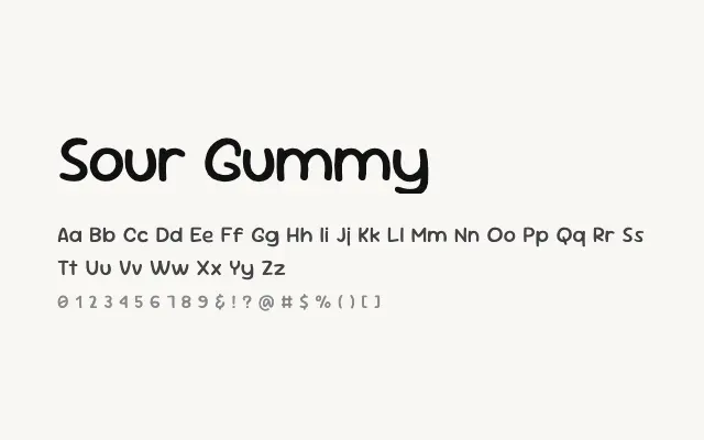 Sour Gummy specimen from Google Fonts
