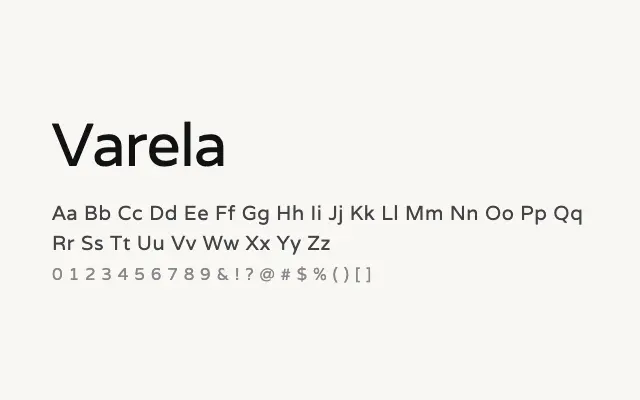 Varela specimen from Google Fonts