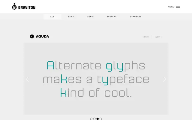 Aguda specimen from Graviton Font Foundry