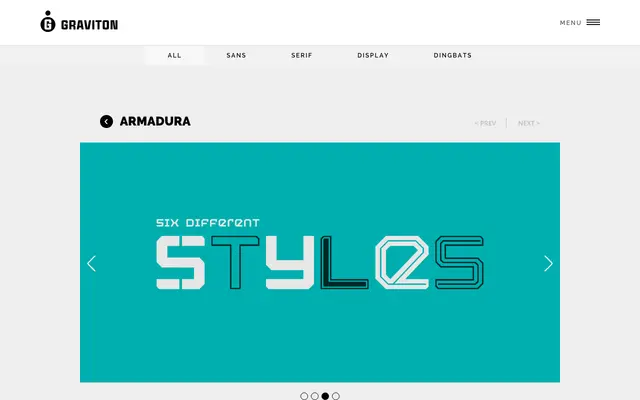 Armadura specimen from Graviton Font Foundry