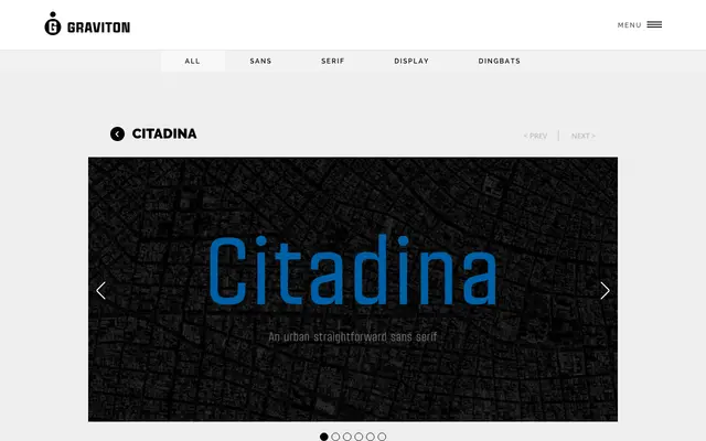 Citadina specimen from Graviton Font Foundry